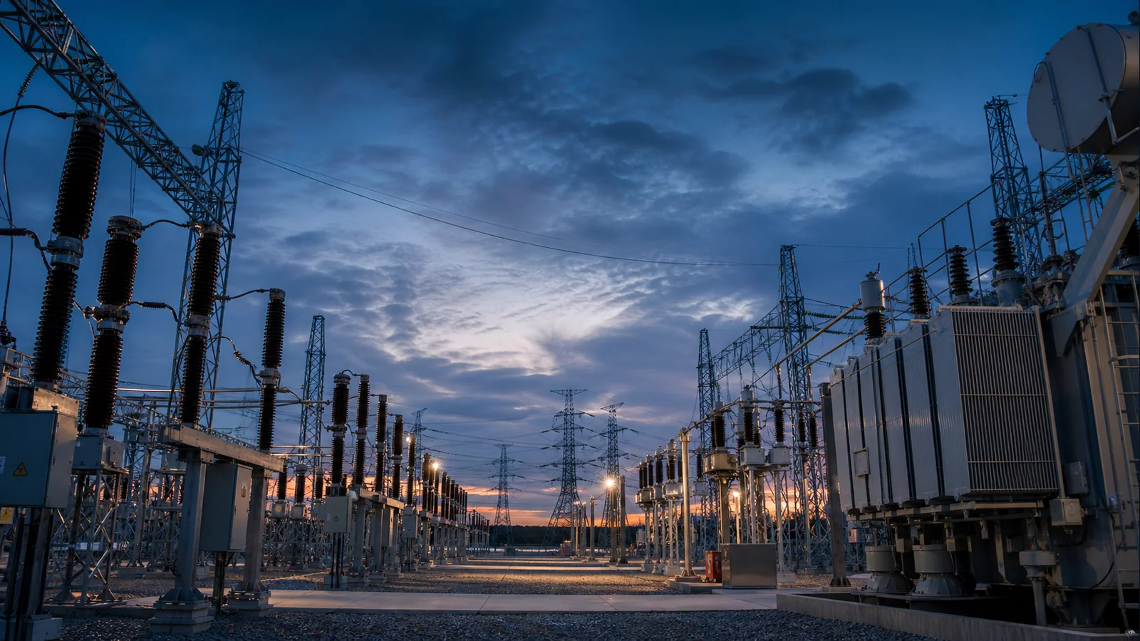 Substation application illustration for utility grid and infrastructure projects