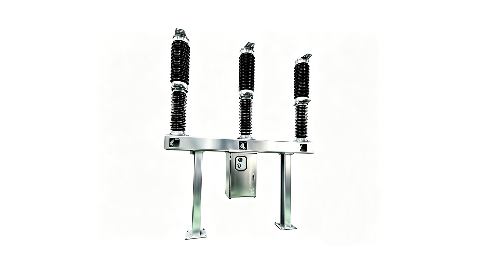 Outdoor SF6 circuit breaker product on clean white background