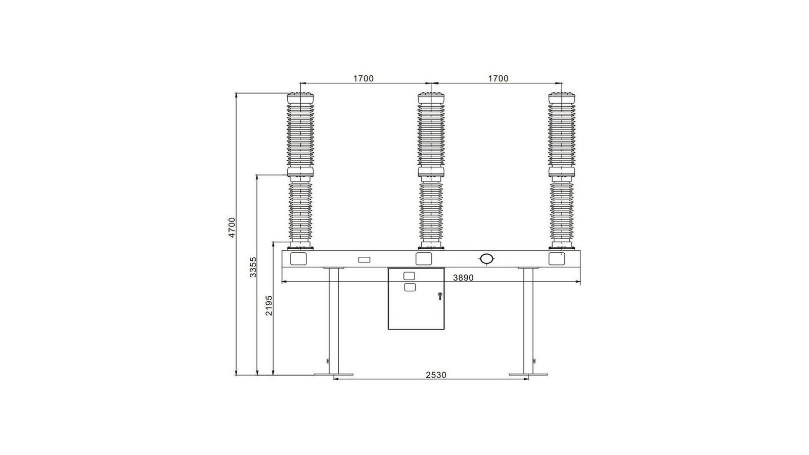 Outdoor SF6 circuit breaker outline dimension drawing