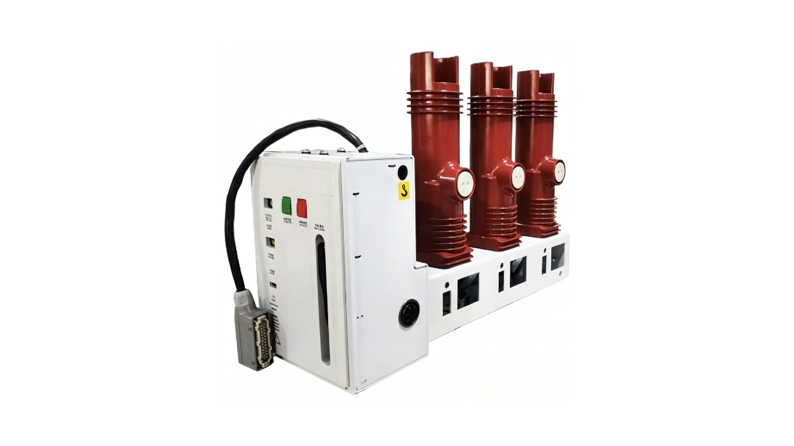 Side mounted panel mounted vacuum circuit breaker on white background