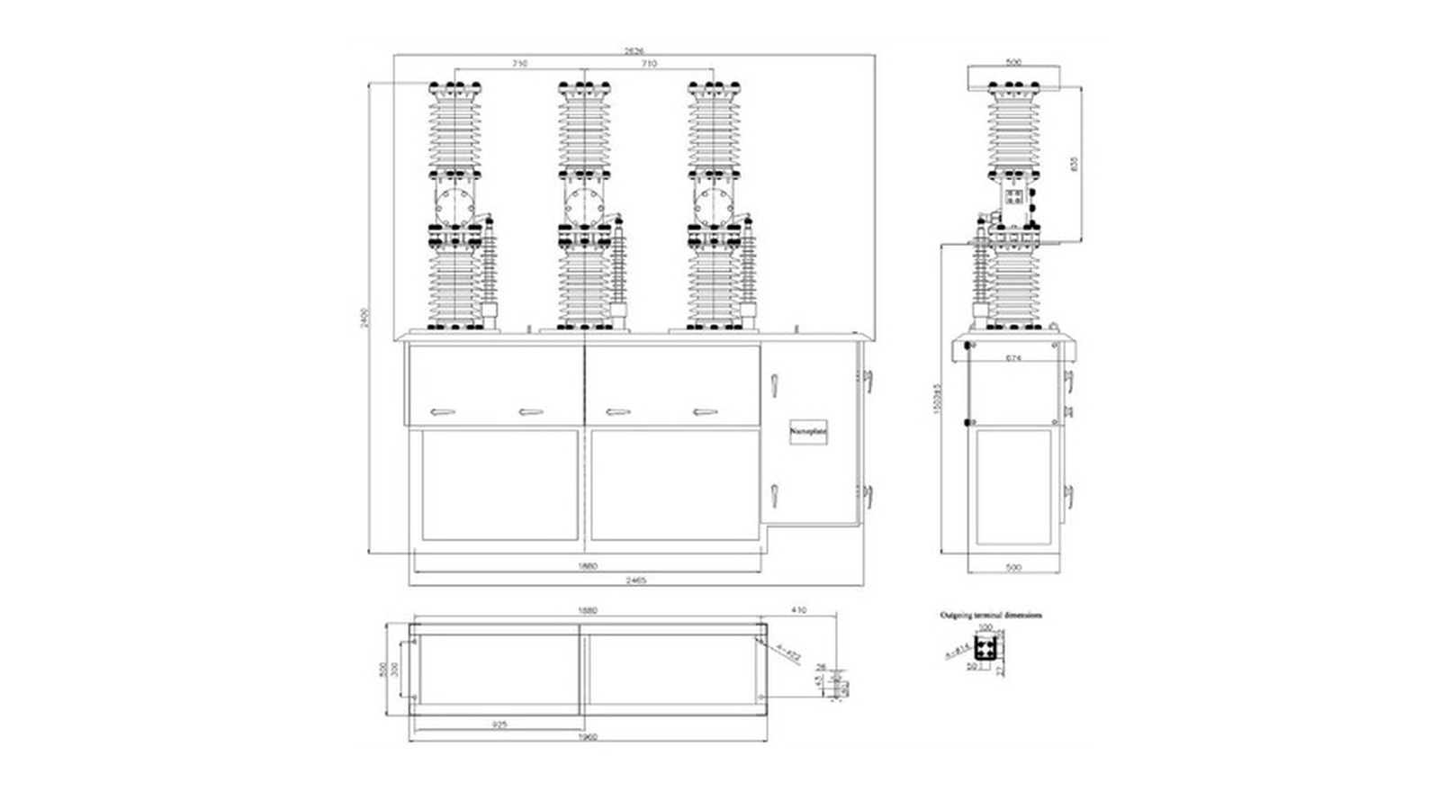 ZW7 outdoor station type vacuum circuit breaker installation drawing