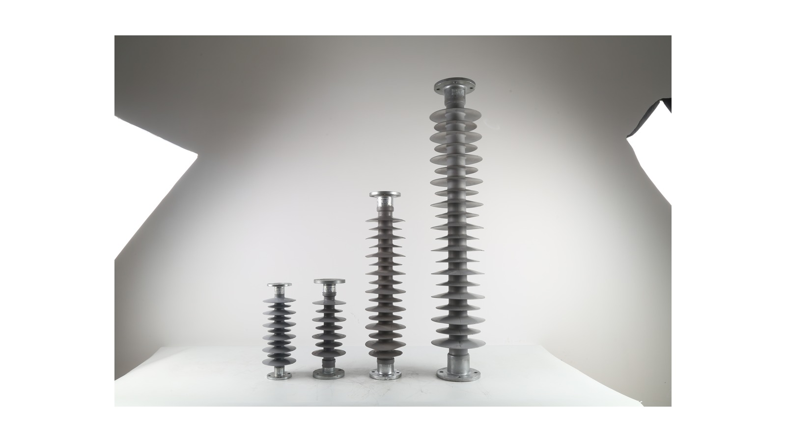 Composite post insulator product family on clean white background