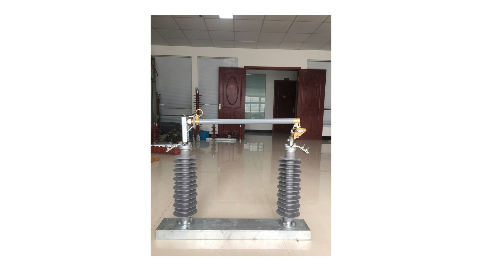 Double column cutout fuse assembly on clean white background