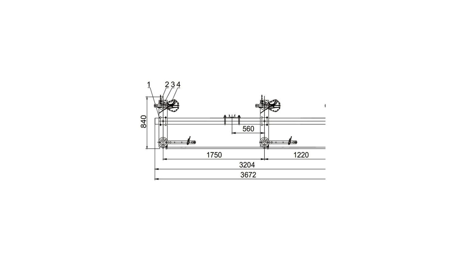 FKW18 outdoor load break switch structure drawing with pole spacing dimensions
