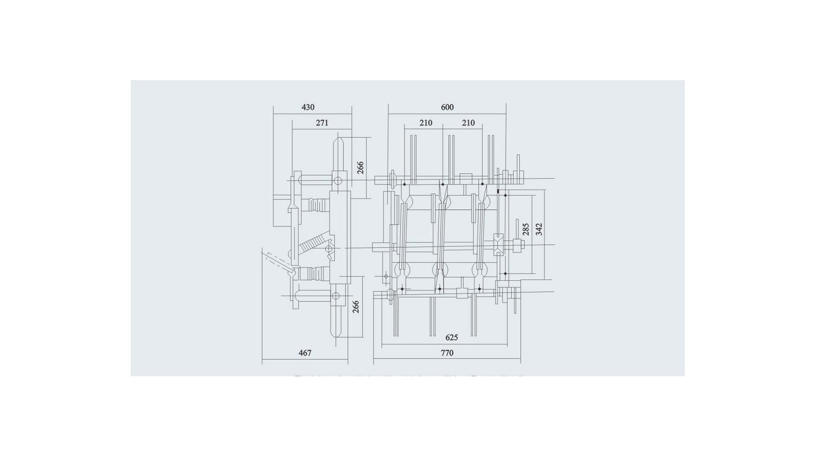 FN7 indoor load break switch installation drawing with main dimensions