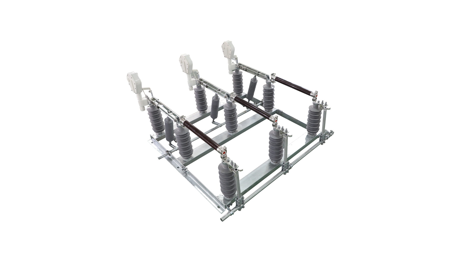 Medium voltage air load break switch with fuse assembly on white background