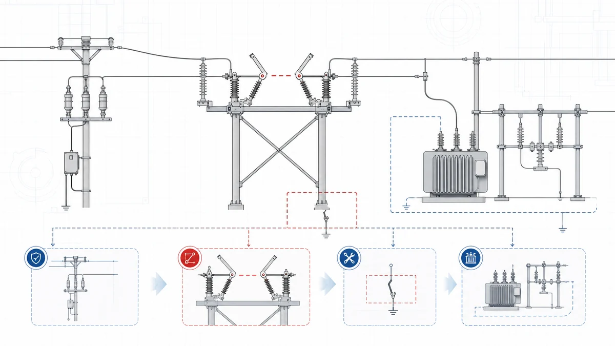 Engineering topology diagram for outdoor disconnect switch isolation point selection
