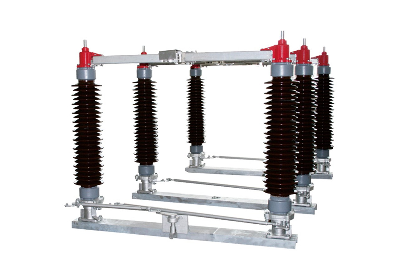 Outdoor disconnect switch product on white background for overhead line isolation