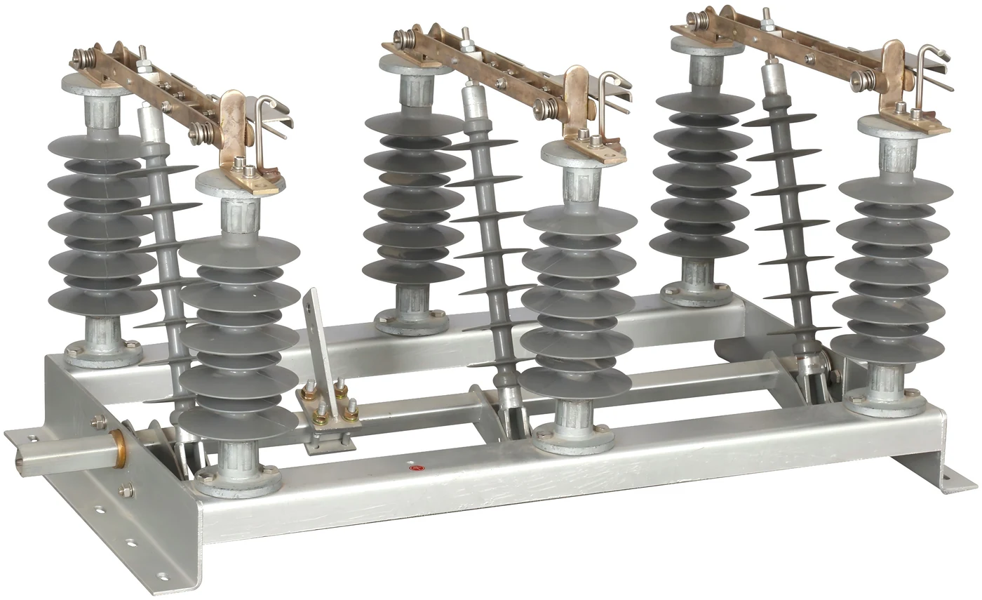 Three-phase disconnecting switch product on a clean white background