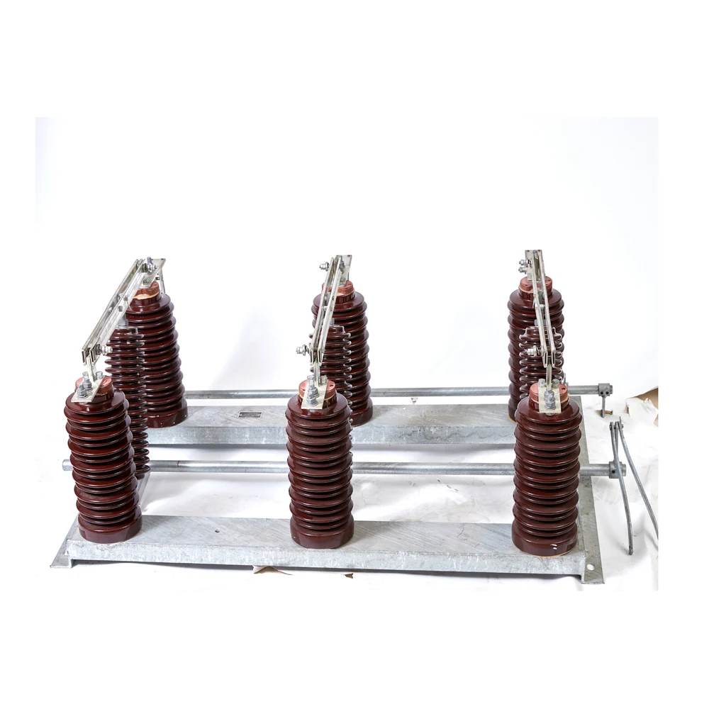 Three-phase vertical outdoor isolator product reference on a clean white background