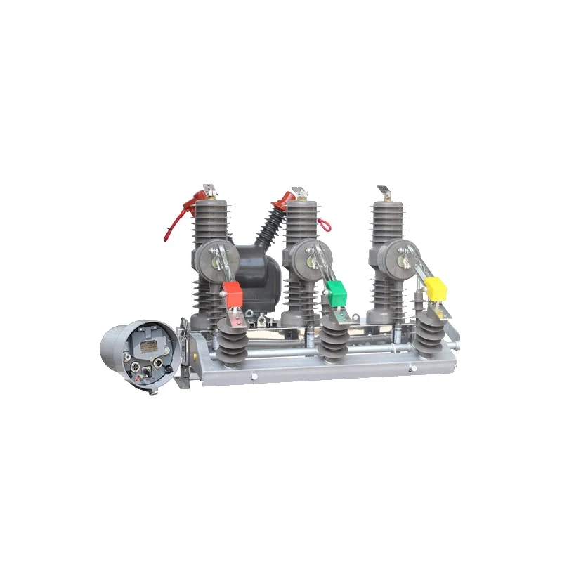 User boundary switch isolator side view with phase indicators and pole-mounted mechanism