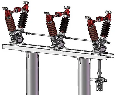 V-type horizontal break outdoor isolator with three-pole V structure on white background