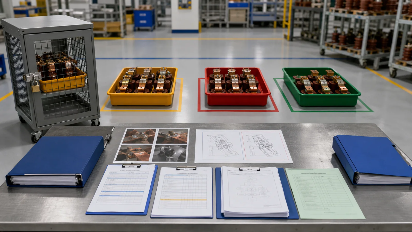 Switchgear component nonconformance, reinspection, concession, and lot-release evidence pack