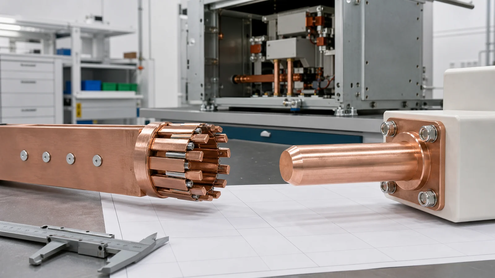 Switchgear contact arm, tulip contact, and fixed contact reviewed as one controlled matching set