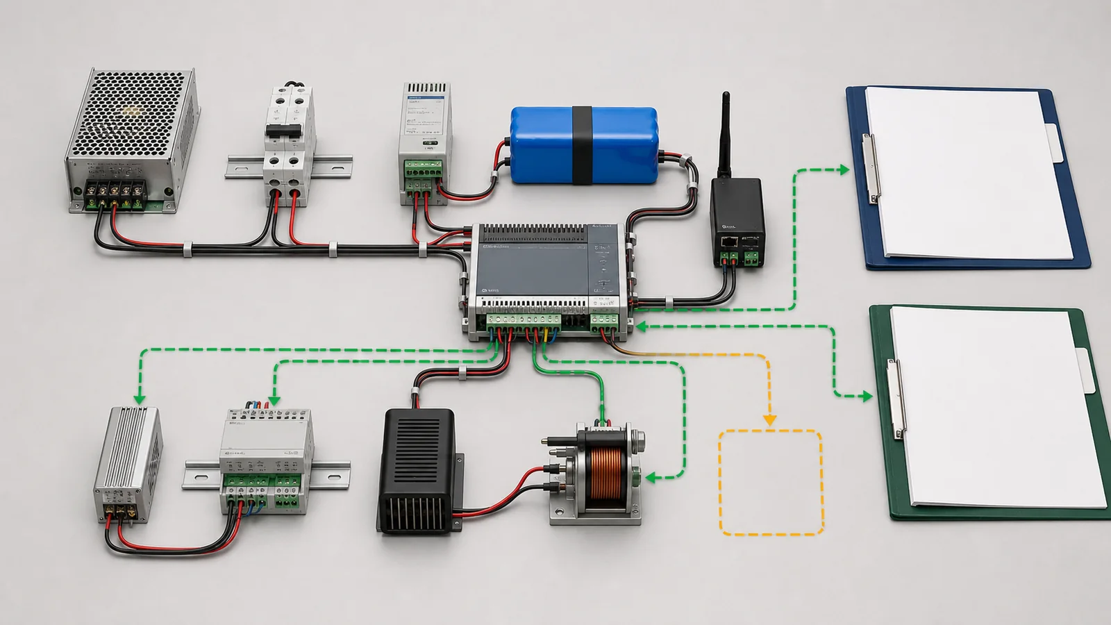 Controller control power battery and auxiliary load evidence flow