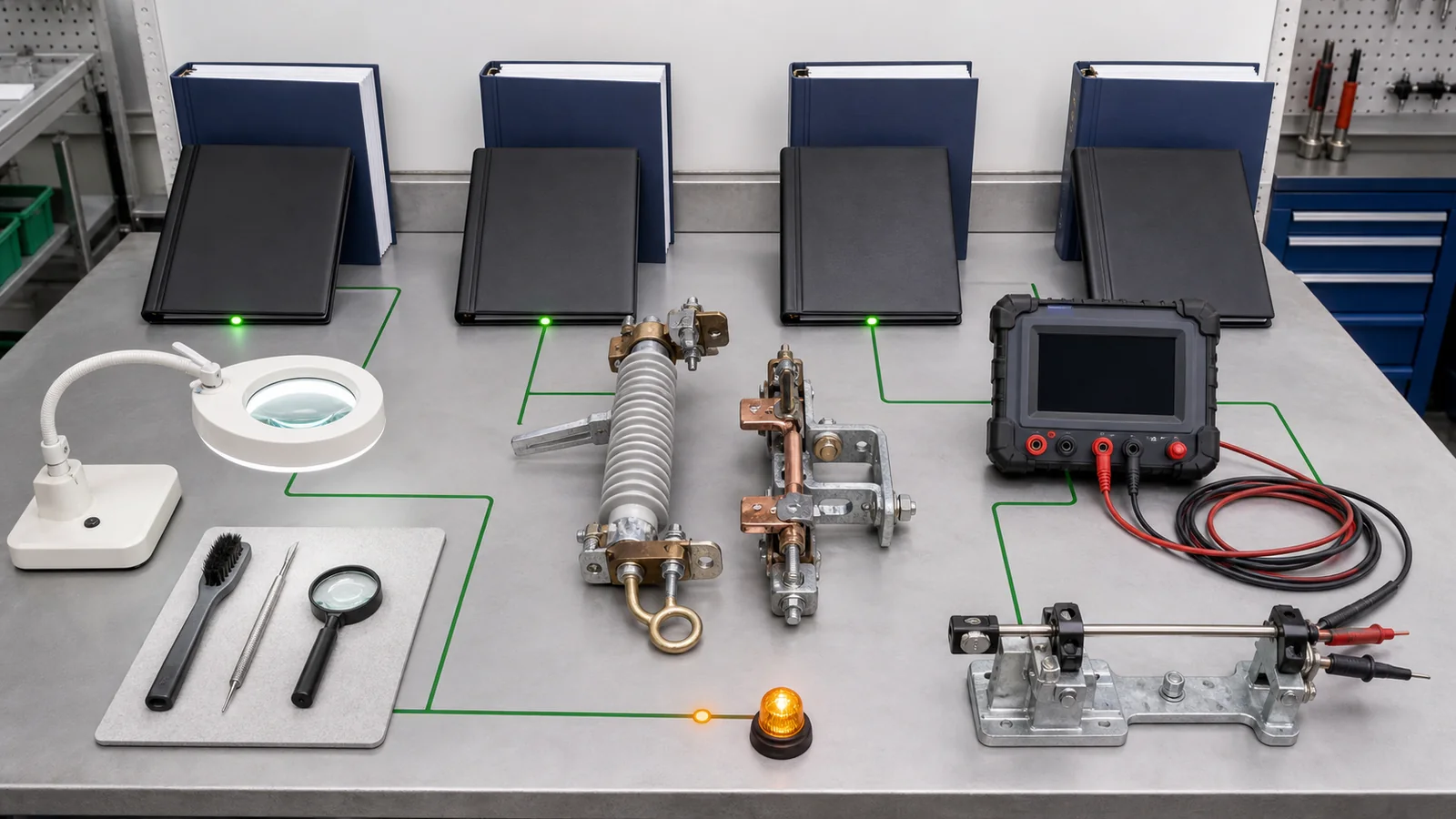 Drop-out fuse inspection tools and controlled acceptance sources