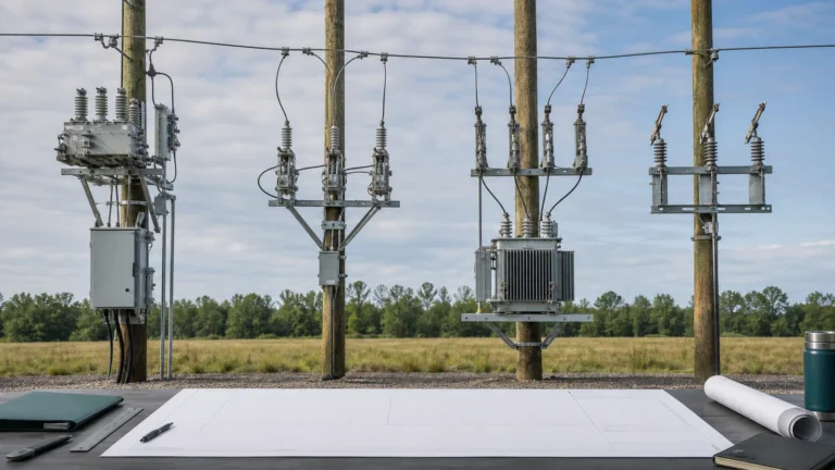 Distribution feeder equipment roles reviewed at source, mid-feeder, transformer lateral, and isolation positions