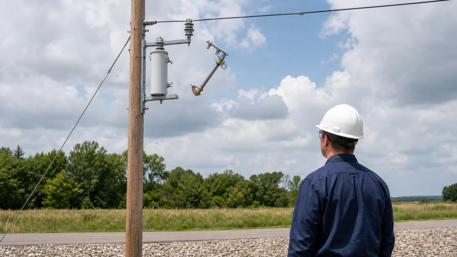 Safe engineering inspection concept for a de-energized drop-out fuse cutout after operation
