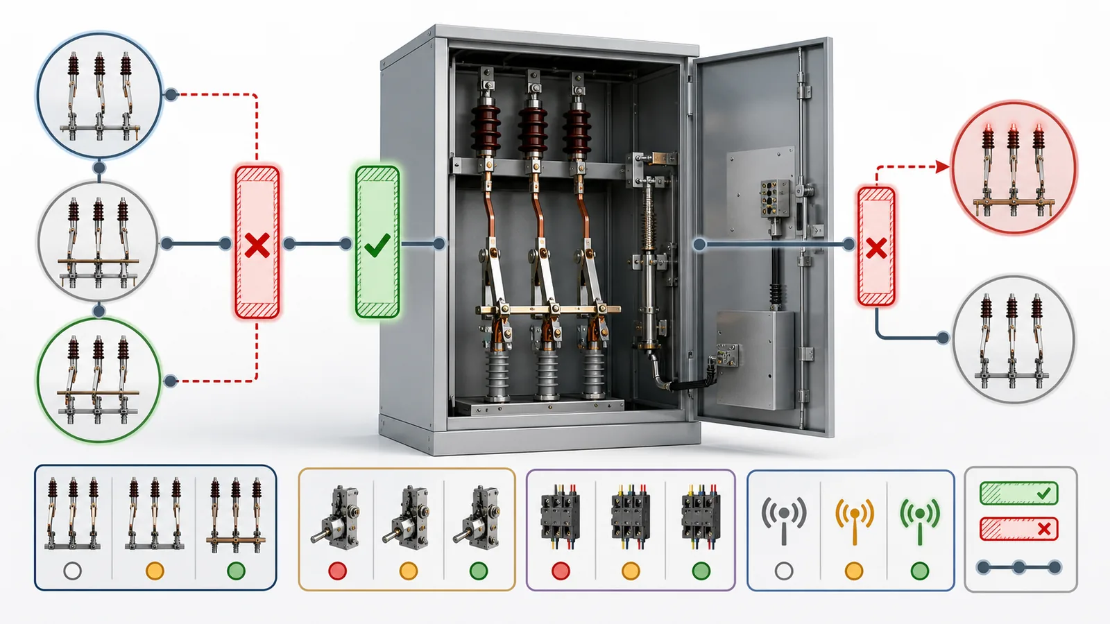 Earthing switch prohibited-state and interlock interface boundaries