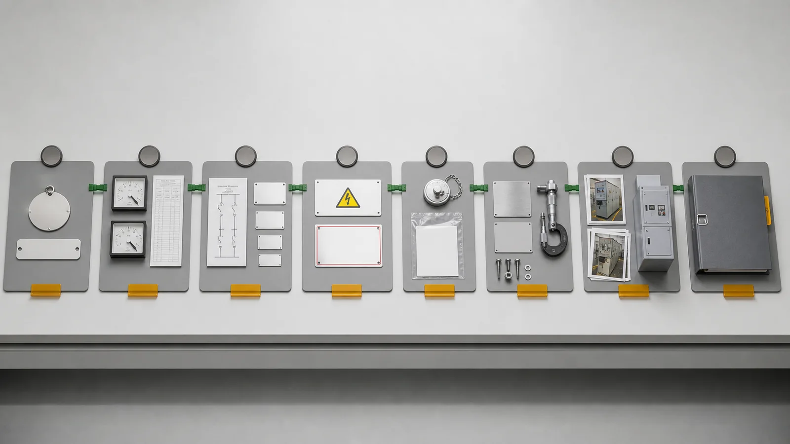 Illustrative eight-stage electrical equipment marking release gate matrix