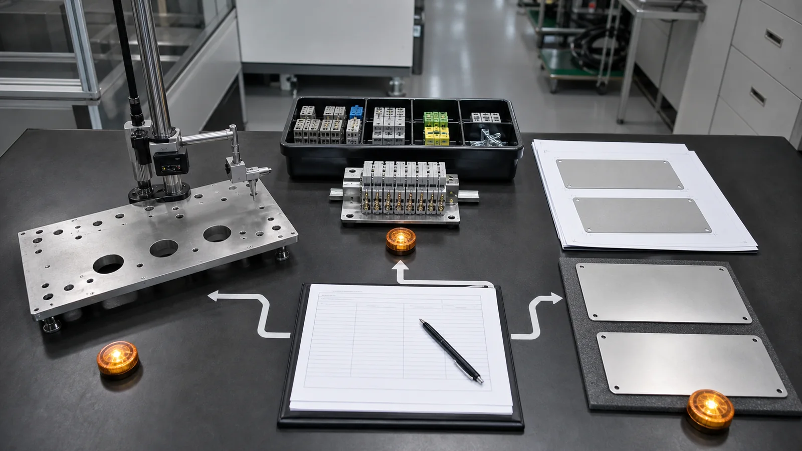 First-article objective evidence record for dimension component and nameplate checks