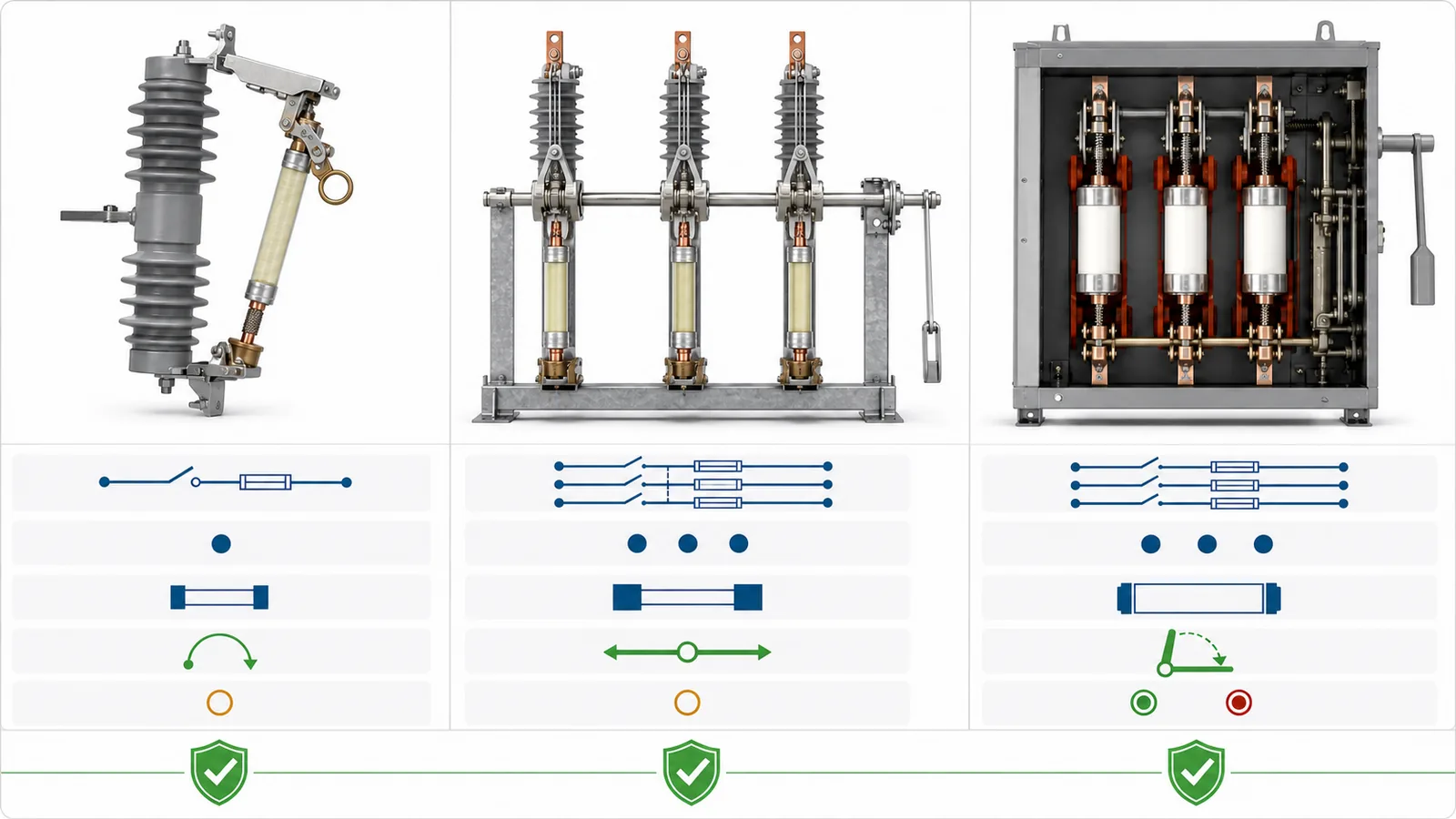 Physical topology identification for a fuse cutout, fuse disconnect assembly, and switch-fuse combination