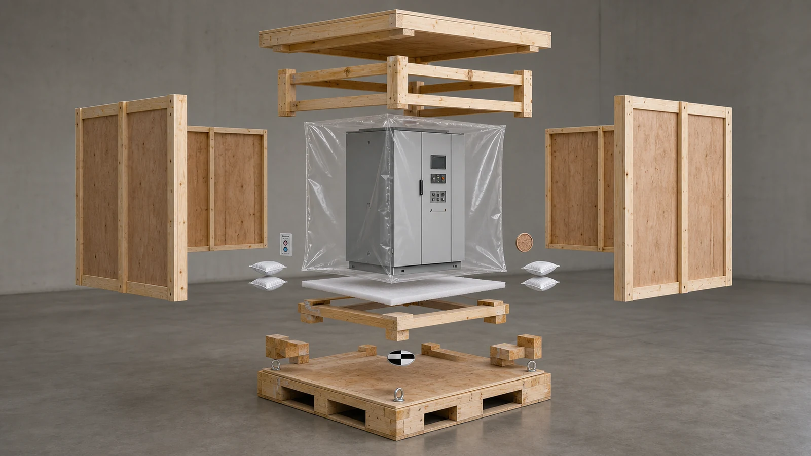 Illustrative high-voltage equipment export packing and preservation layers