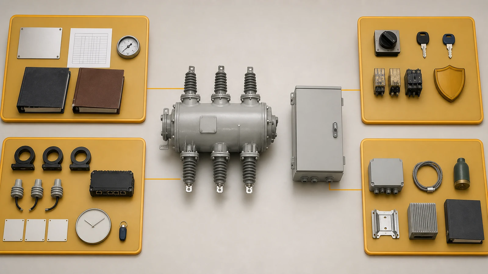 Illustrative load break switch automation held at four interface gates