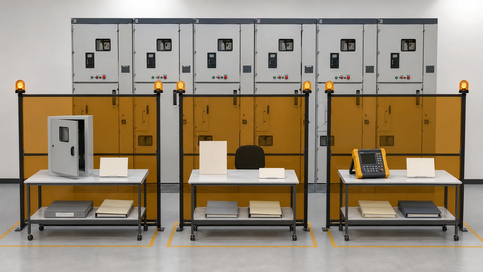 Illustrative switchgear order held at release notice and instrument record gates