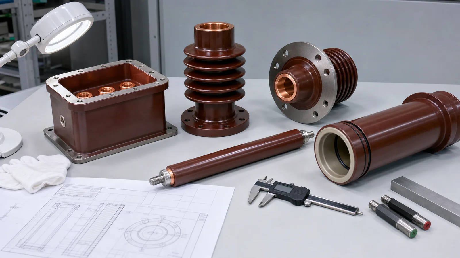 Inspection of contact boxes, wall bushings, resin insulators, pull rods, and embedded interfaces