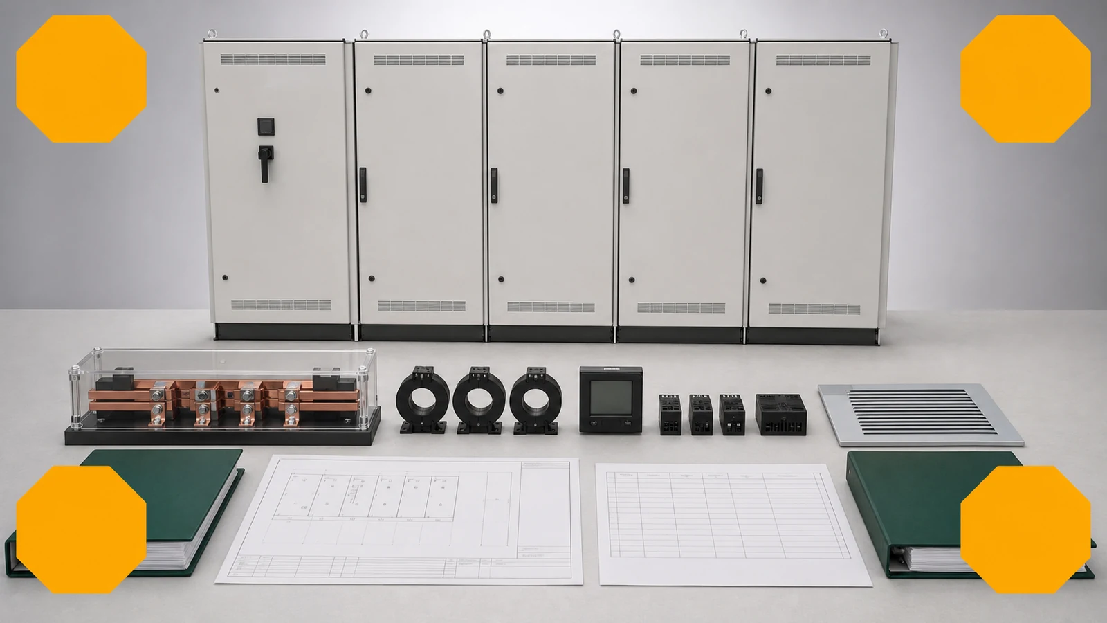 Illustrative invented LV cabinet RFQ review with four open holds