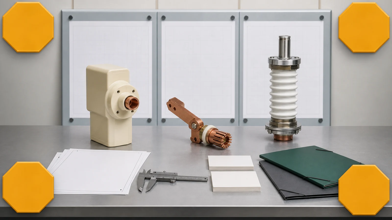 Illustrative invented three-part switchgear replacement review with four holds