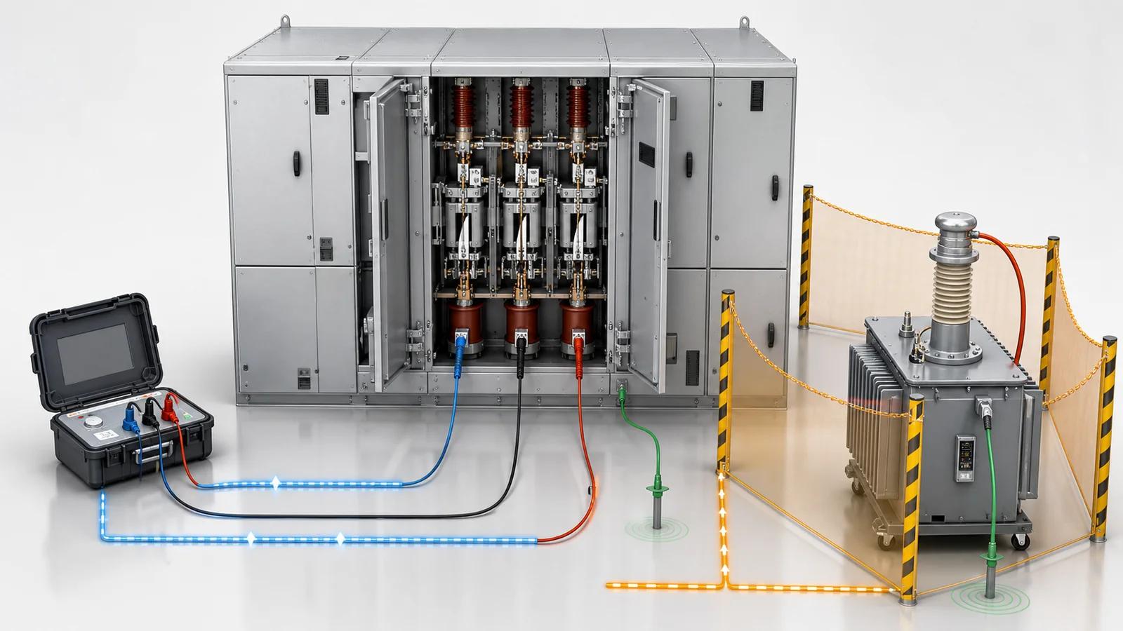 Visual comparison of DC insulation resistance measurement and AC power-frequency withstand testing