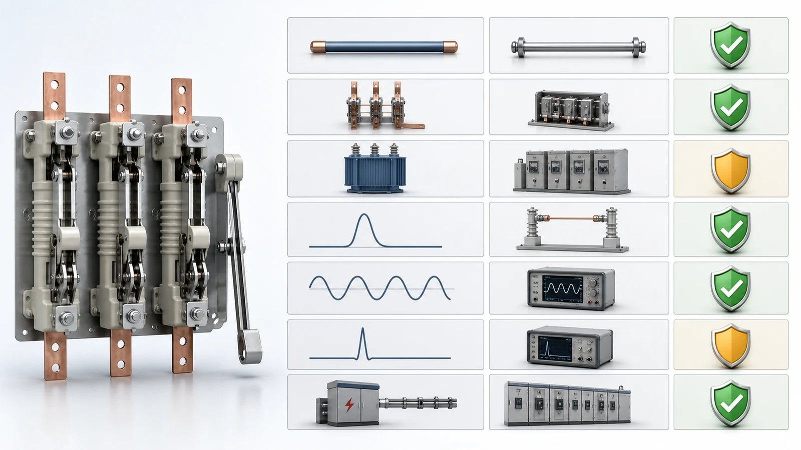 Matrix separating continuous, making, breaking, withstand, and fault interruption duties