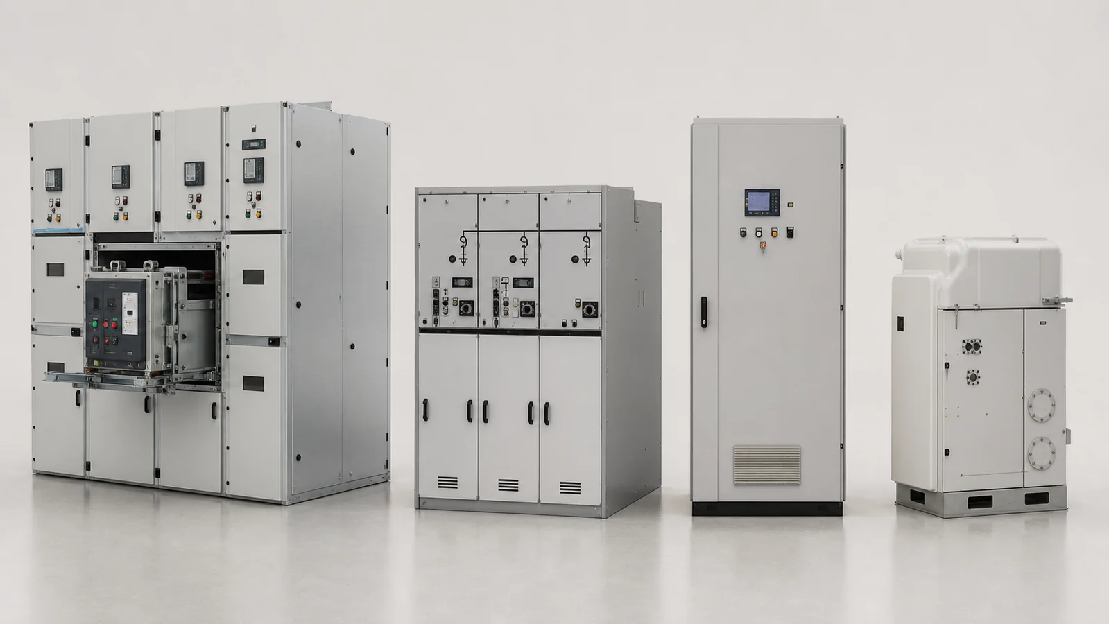 Compact comparison of metal-clad switchgear, ring main unit, fixed cabinet, and gas-insulated cabinet forms