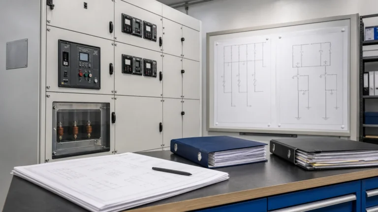 Medium-voltage switchgear rating label and engineering document review