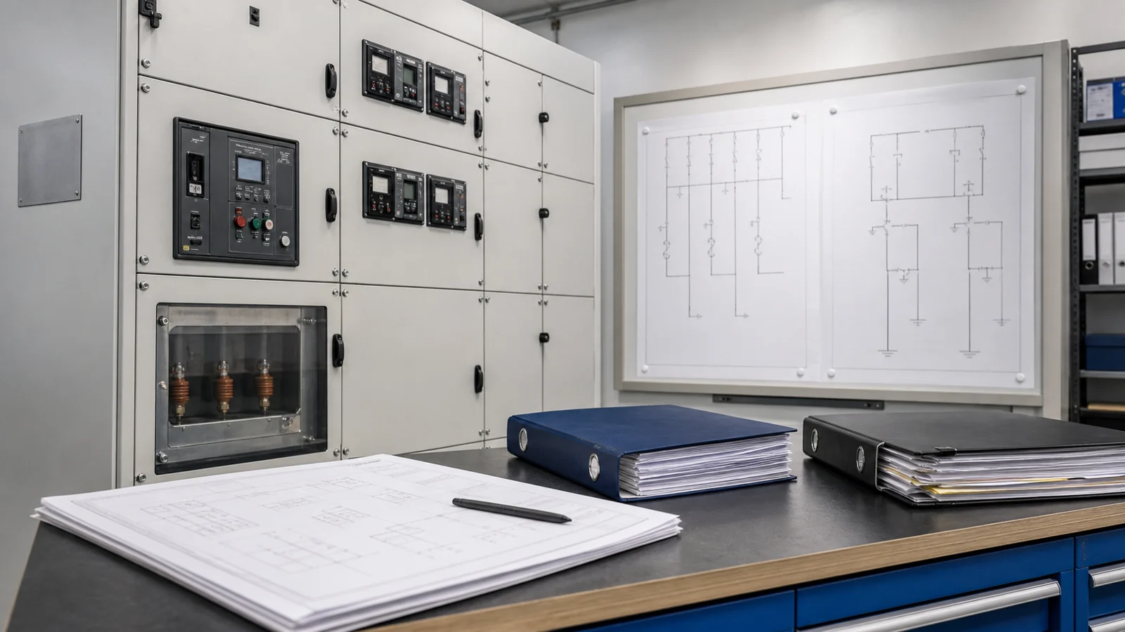 Medium-voltage switchgear rating label and engineering document review