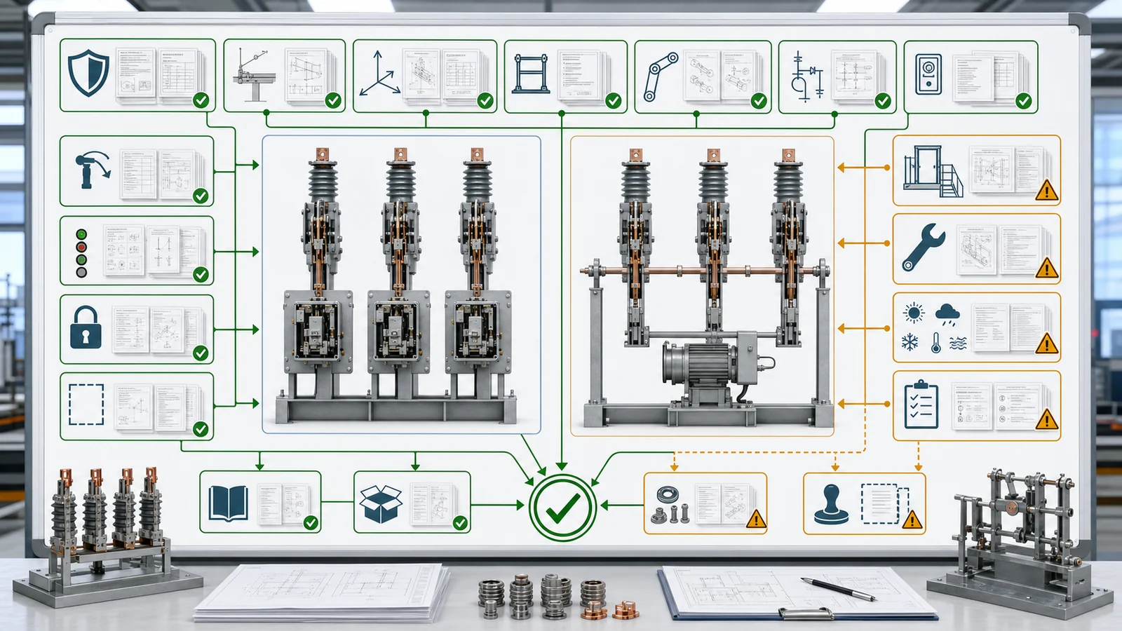 Phase-operation RFQ release package for independent-pole and gang-operated disconnect switches