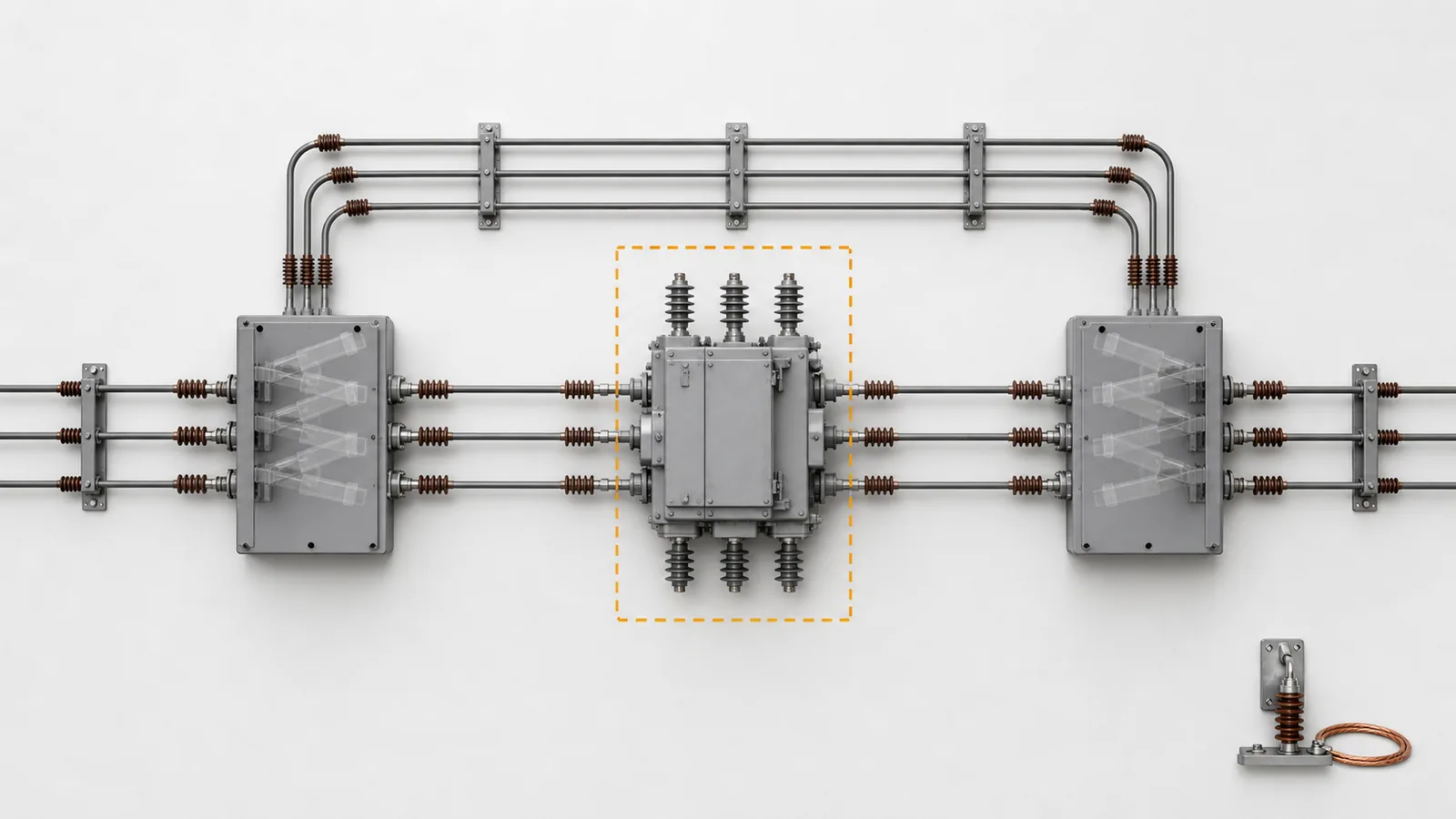Illustrative recloser bypass and isolation role topology without switching sequence