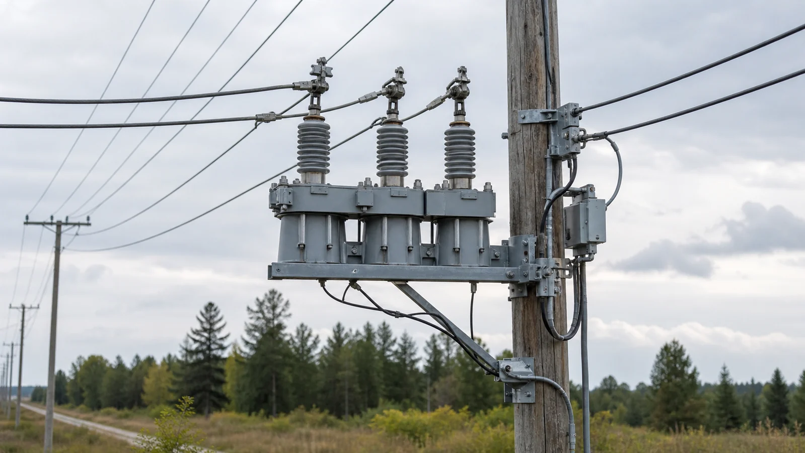 Automatic recloser positioned on an overhead distribution feeder