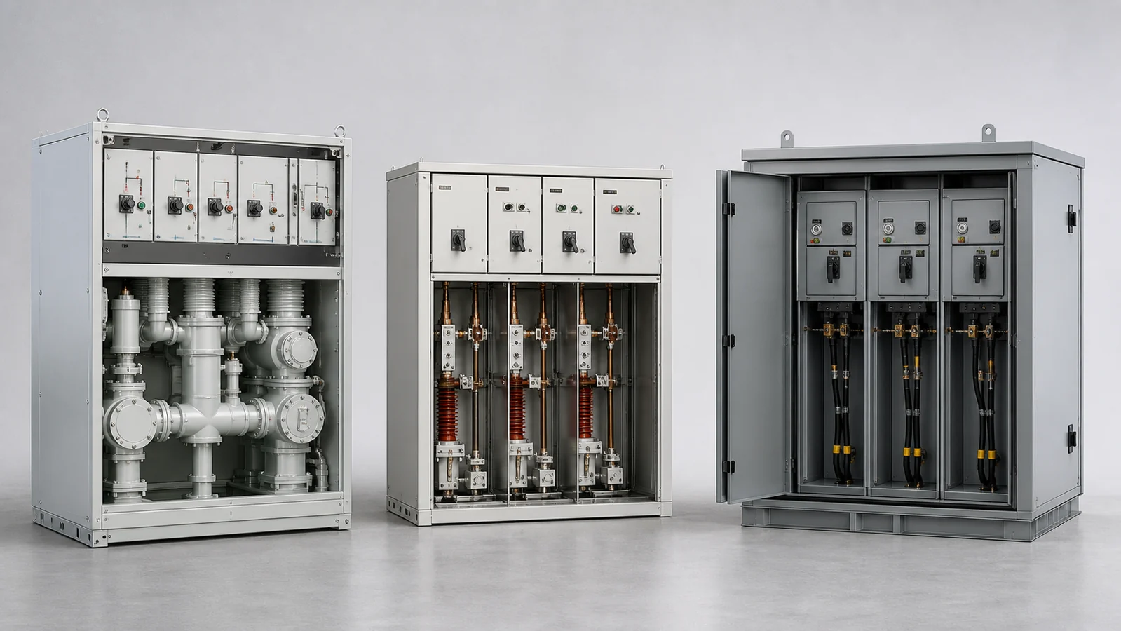 Comparison of compact gas insulated solid insulated and common-box ring main unit constructions