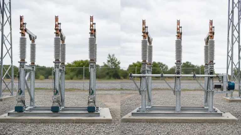 Three independent disconnect switch pole drives compared with one three-pole gang-operated drive