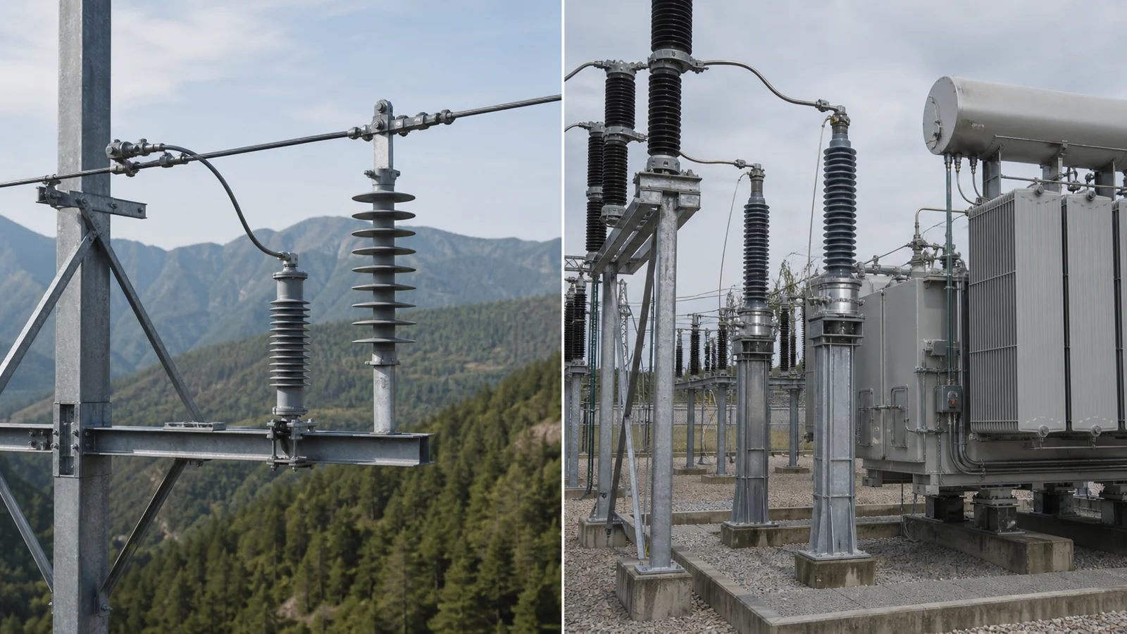 Line and station surge arrester installation contexts