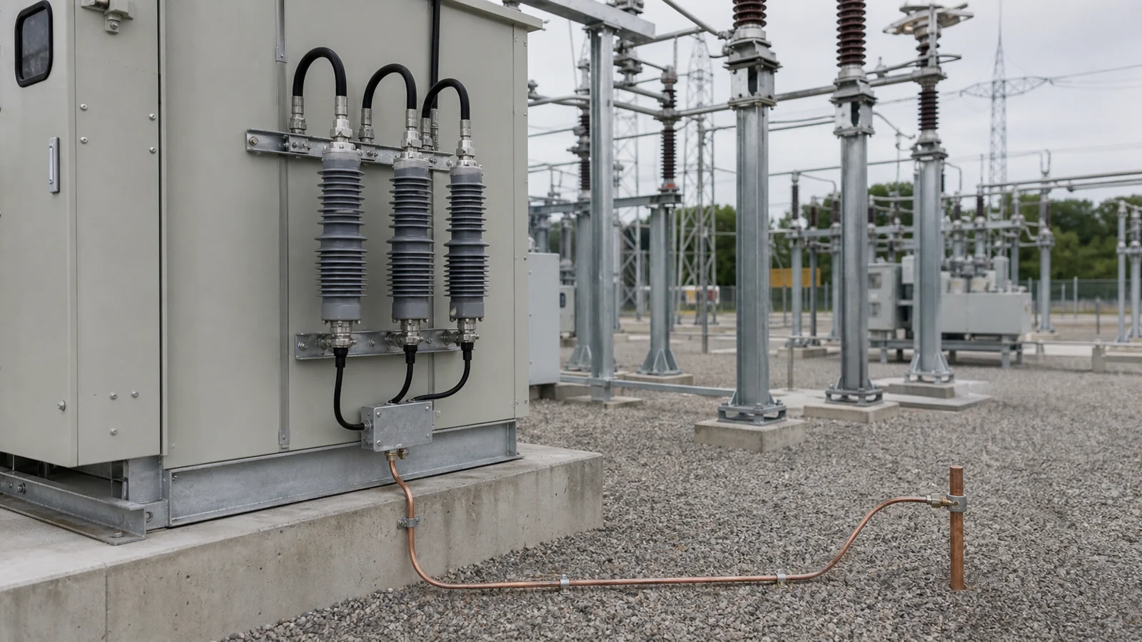 Surge arrester position near protected medium-voltage distribution equipment