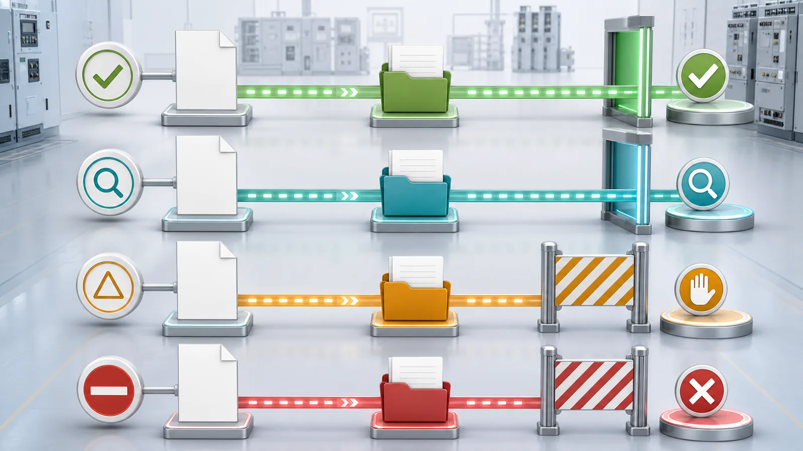 Project-defined switchgear compliance status gates for comply, clarification, deviation, and open items