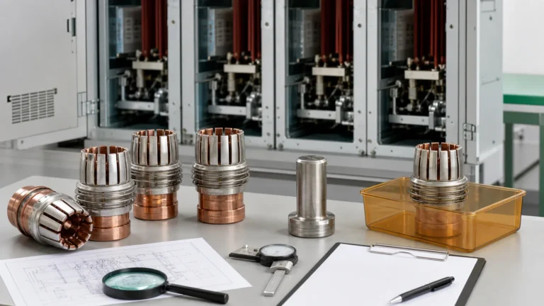 MV switchgear contact assembly inspection with tulip contacts, drawings, spring checks, and cabinet interface