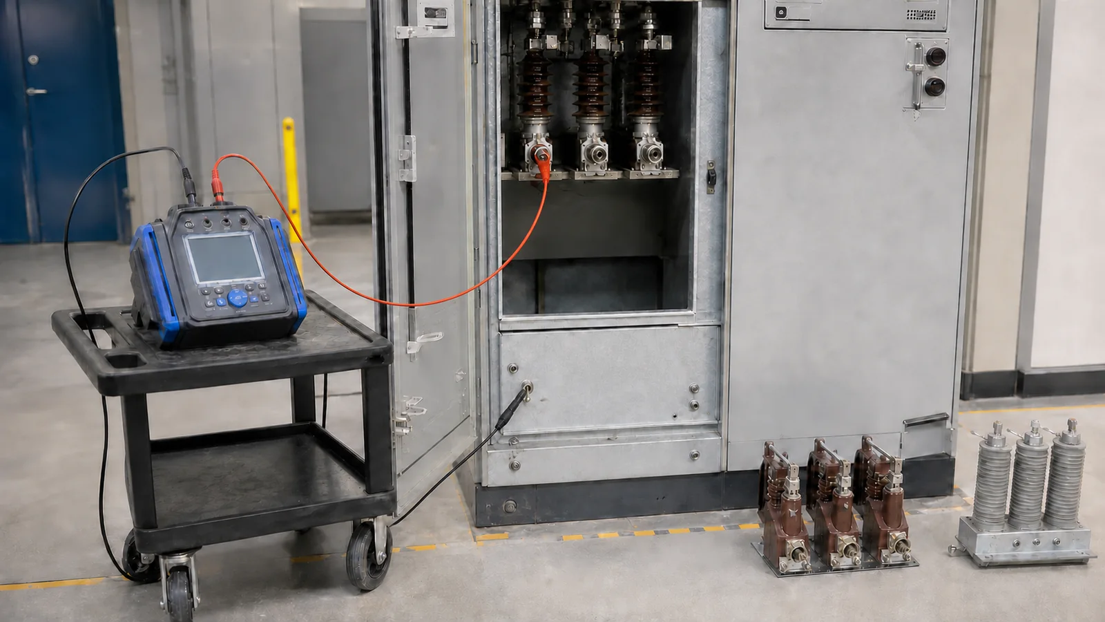 Safe insulation resistance test boundary on isolated medium-voltage switchgear