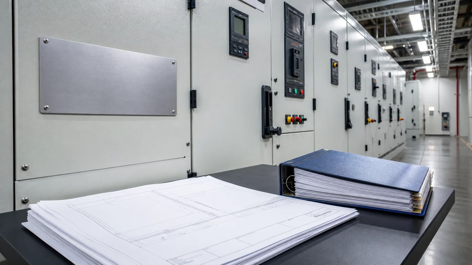 Switchgear rating label and system document review context