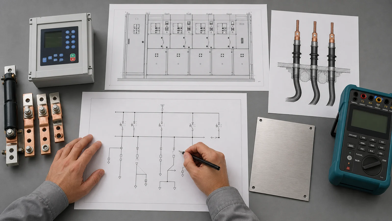 Switchgear RFQ input sheet showing voltage current fault level protection environment and cable data