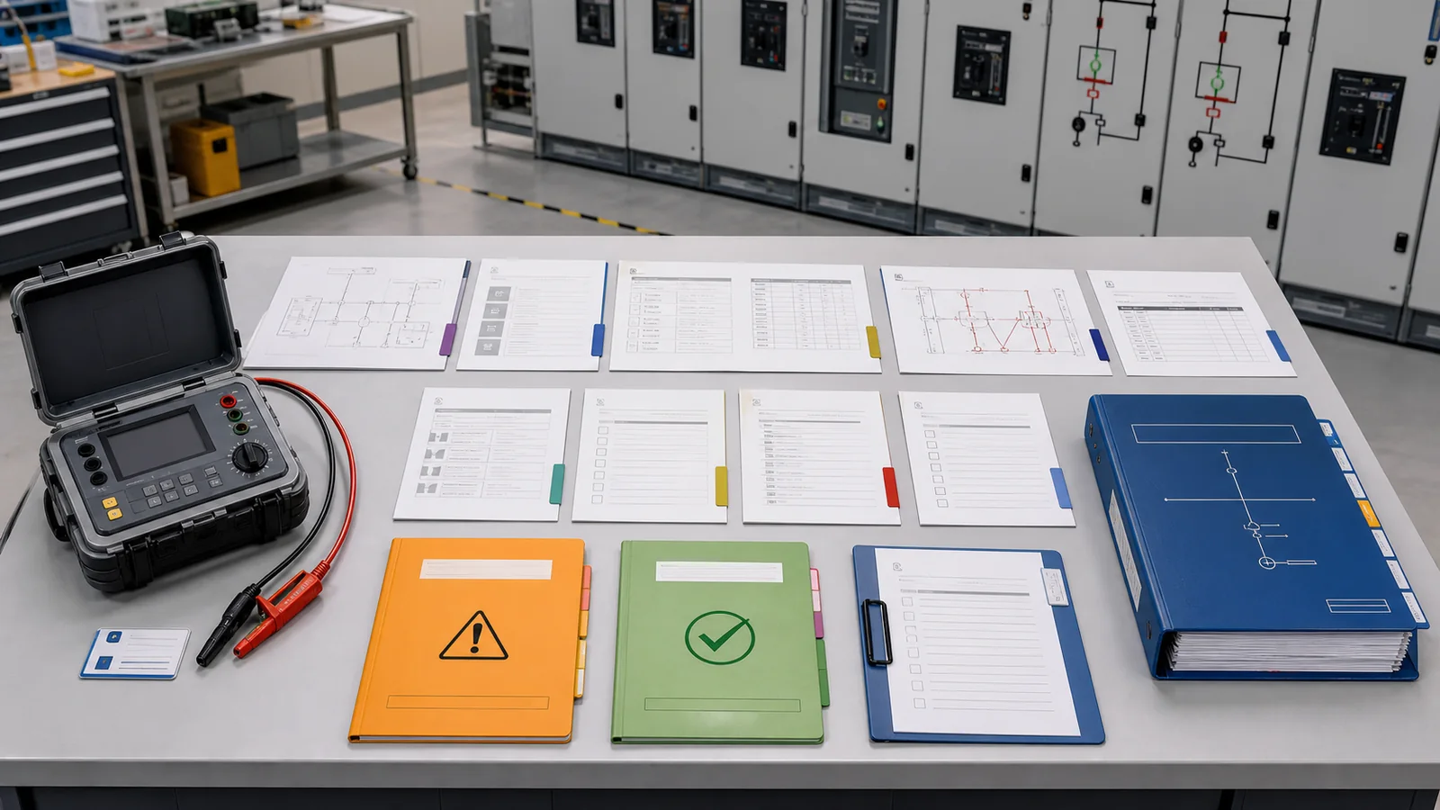 Switchgear insulation test evidence package with configuration, instrument, result, and release records